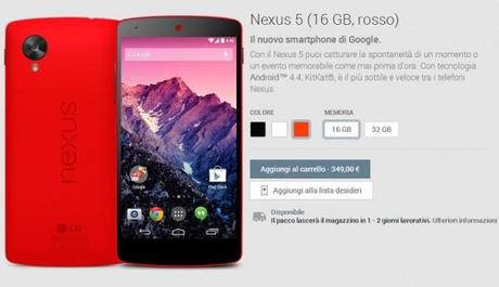 nexus 5 rosso insert 1 600x346 Nexus 5 Rosso Disponibile Su Google Play Italia smartphone  smartphone android nexus 5 LG NExus 5 