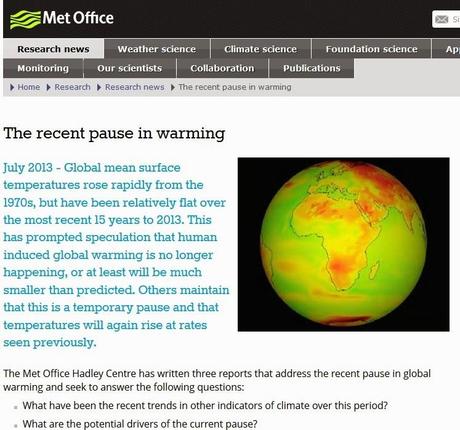 Il Met Office britannico ammette che la terra non si riscalda più da 15 anni