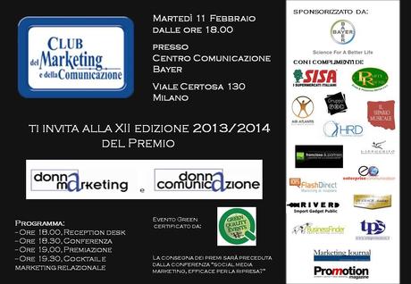 NEWS. Premio “Donna Marketing – Comunicazione” 2013/2014 – Mart.  11 Febbr.