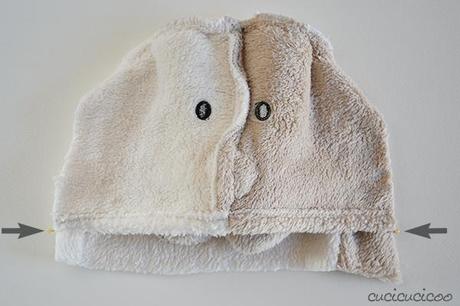 How to make a hat and scarf set from a hooded towel