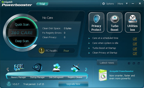 amigabit powerbooster interface Amigabit Powerbooster 4.0 Gratis: Velocizzare Windows con pochi click [Windows App]