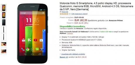 motorola moto g scontato 600x288 Motorola Moto G 8 GB in sconto su Amazon! news  sconto moto g motorola moto g scontato Motorola Moto G motorola amazon 