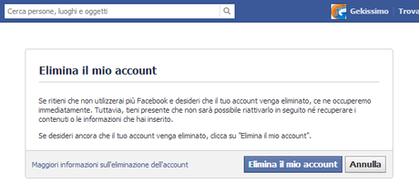eliminare account Come cancellarsi da Facebook, Disattivare o Eliminare Account Facebook: Guida Febbraio 2014