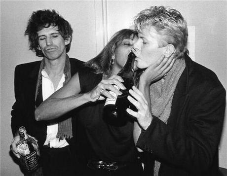 Keith Richards, Tina Turner & David Bowie partying in New York City, 1983.