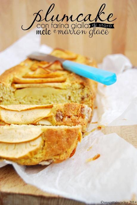 Plumcake con farina gialla, mele e marron glacè