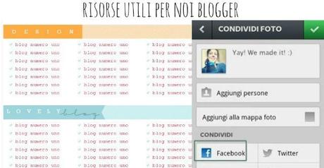 risorse utili per le blogger, come condividere le foto di instagram su facebook, come creare una tabella con html e css