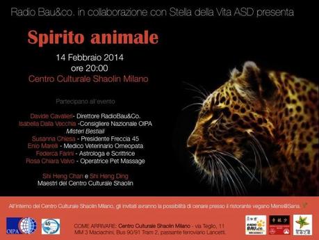 NEWS. 14 FEBBRAIO ORE 20.00 EVENTO SPIRITO ANIMALE – Radio Bau & Co. @ Centro Culturale Shaolin Milano