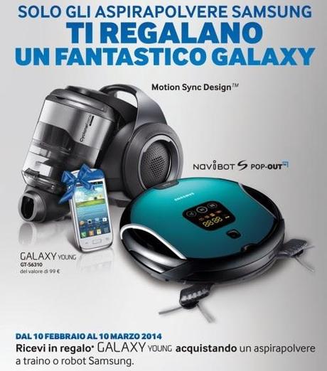 Promozione Samsung: compri un aspirapolvere e ricevi in regalo un Galaxy Young