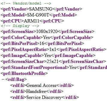 Samsung SM G900T Galaxy S5 T Mobile UA Profile Samsung Galaxy S5 avvistato sui siti di alcuni carrier smartphone  samsung galaxy s5 MWC 2014 