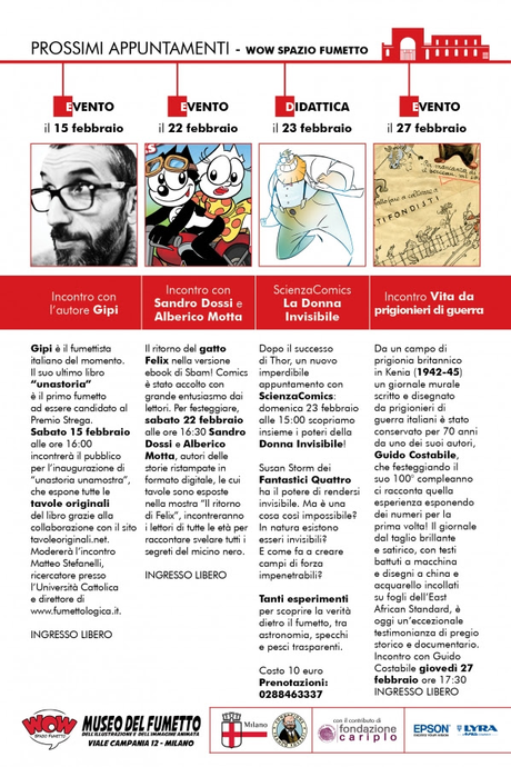 Gli appuntamenti di febbraio 2014 del museo WOW Spazio fumetto di Milano WOW Spazio Fumetto 