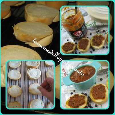 Bruschette di pane all'olio con salsa di lumache alla cantalupese