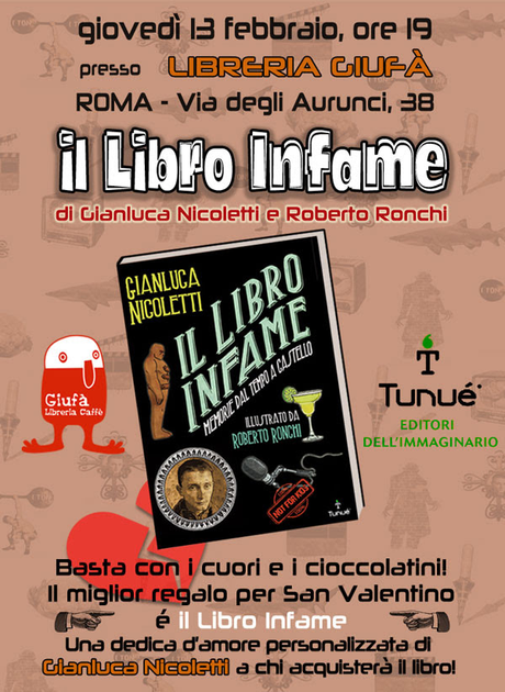 Presentazi​one, presso la Libreria Giufà di Roma, de Il Libro Infame di Gianluca Nicoletti e Roberto Ronchi Tunué 