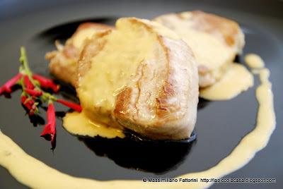 Una ricetta buonissima : filetto di maiale arrostito con salsa al cognac e pimento