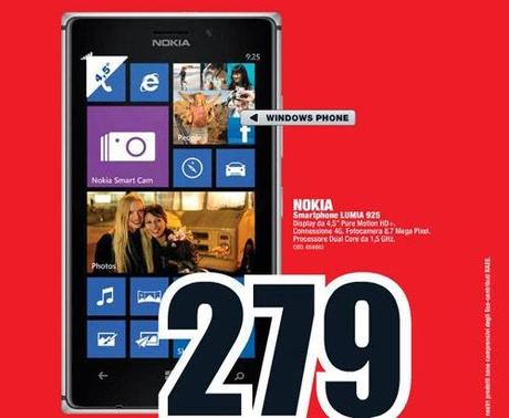 Da Mediaworld un Nokia Lumia 925 a 279 euro