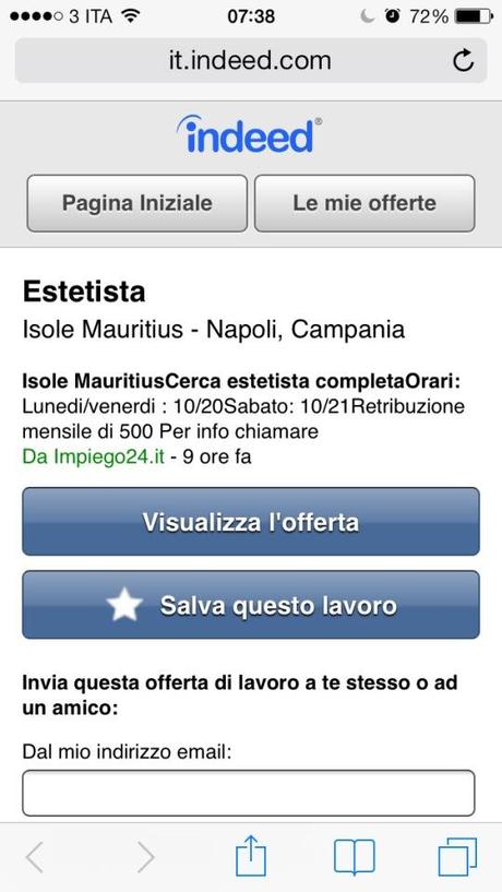 Offerta lavoro estetista