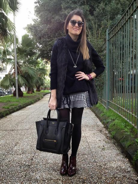 New mini skirt and burgundy booties