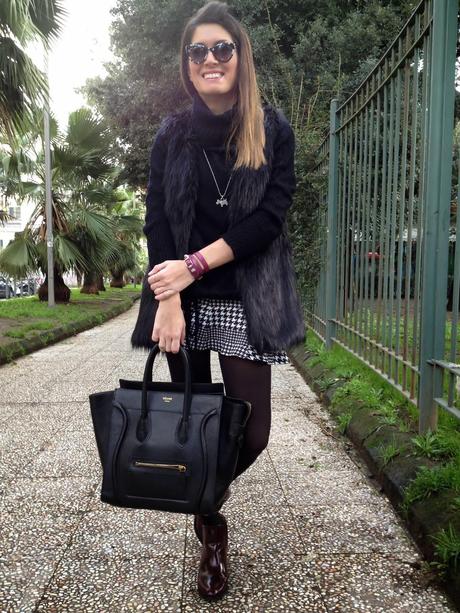 New mini skirt and burgundy booties