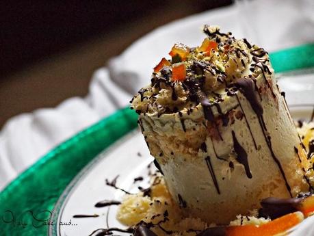 Tortino riciclato al pistacchio, cioccolato e arance candite