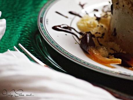 Tortino riciclato al pistacchio, cioccolato e arance candite