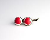 Orecchini cuore rosso ciliegia e bianco stile vintage