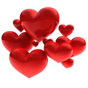 3D render - sweet beautiful hearts on white background