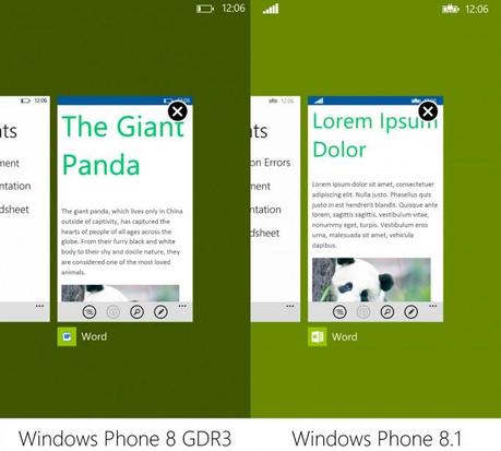 Microsoft Word Confronto con foto e differenze tra Windows Phone 8.1e Windows Phone 8