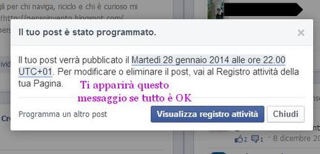 come programmare i post su facebook, programazzioneFB3a