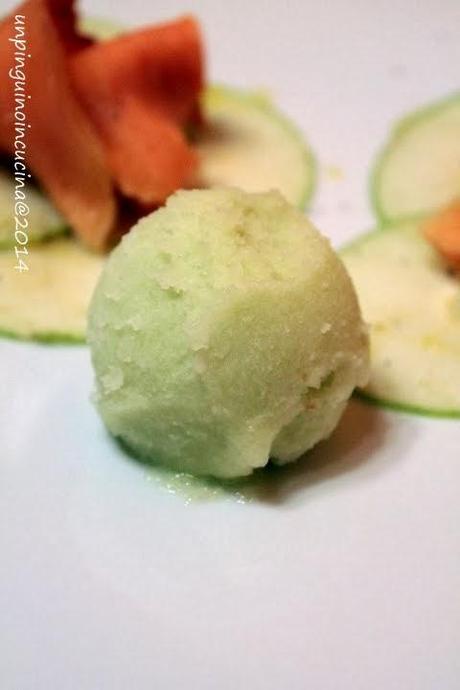 Salmone affumicato con carpaccio e sorbetto alla mela verde