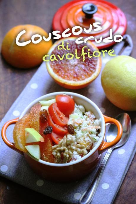 Cous cous crudo di cavolfiore pronto per essere gustato