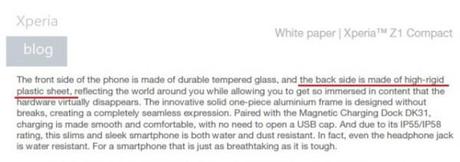 Xperia Z1 Compact plastic back1 640x227 600x212 Sony Conferma: il Retro dello Xperia Z1 Compact è di Plastica news  z1 comapct xperia sony xperia z1 compact sony 