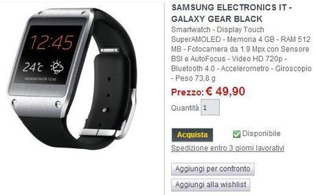 galaxy gear comet Incredibile: Samsung Galaxy Gear in offerta a 49€ da Comet , ma è introvabile