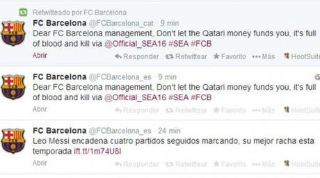 Barcelona twitter qatar 18054 e1392795577801 Gli hacker entrano nellaccount Twitter del @FCBarcelona 