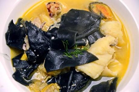 maltagliati neri in zuppa bianca