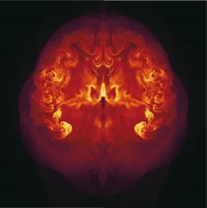 Simulazione al calcolatore del materiale espulso da una Supernova 10 secondi dopo l'inizio di un'esplosione asimmetria. Crediti: F. Roepke, MPA Garching