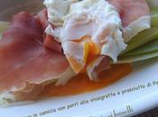 Uovo camicia, porri alla vinaigrette prosciutto Parma