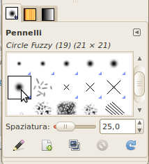 GIMP: dimensione del pennello con la rotella del mouse.