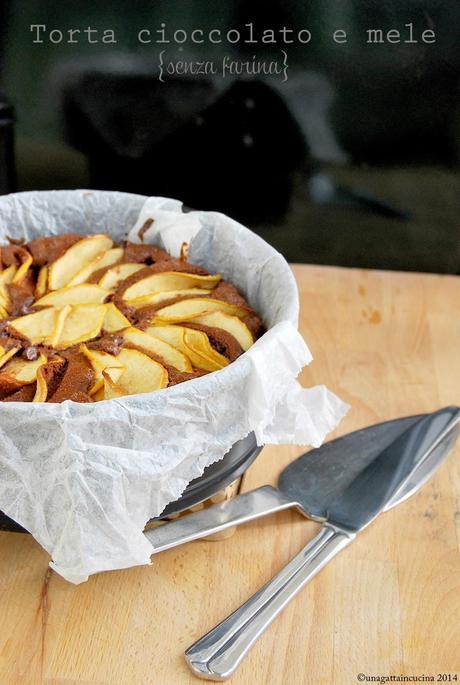 Torta al cioccolato e mele senza farina