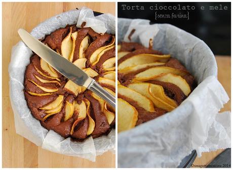 Torta al cioccolato e mele senza farina