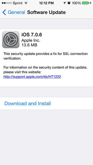 ios706 screenshot Apple rilascia iOS 7.0.6 per iPhone, iPad and iPod touch