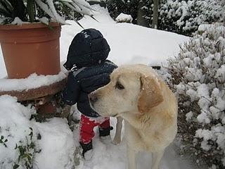 Il bambino, il cane e la neve
