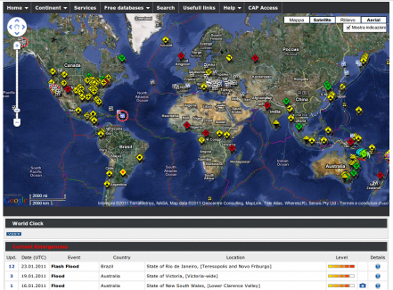Una incredibile mappa dei disastri che avvengono nel mondo in tempo reale.