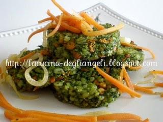 Cuoricini  degli innamorati con orzo carote e spinaci