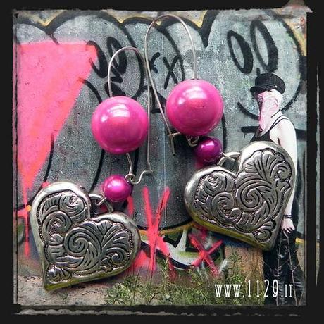 Orecchini rosa cuore - Pink heart earrings IAMECUF