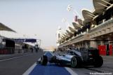 Nico Rosberg (Mercedes) is driving onto the pit lane of the Bahrain International Circuit