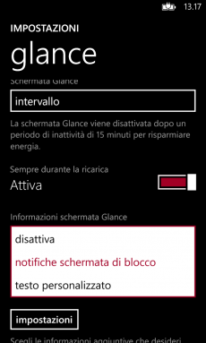 glance Glance per Lumia WP8 aggiunge le scritte personalizzate con laggiornamento alla v2.2.0.6