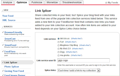 Guida a FeedBurner: Link Splicer e Photo Splicer.