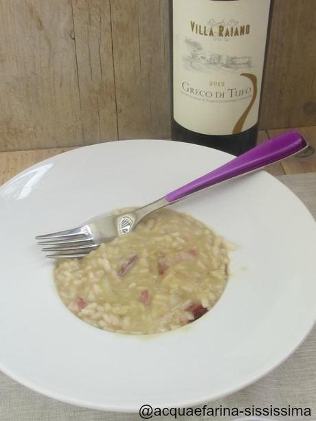 risotto con crema di carciofi e formaggio al peperoncino