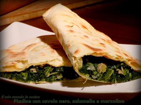 PIADA SFOGLIATA con CAVOLO NERO, SALAMELLA E formaggio MARZOLINO