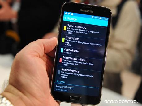  La ROM del Galaxy S5 occupa oltre 8GB di spazio sulla memoria interna