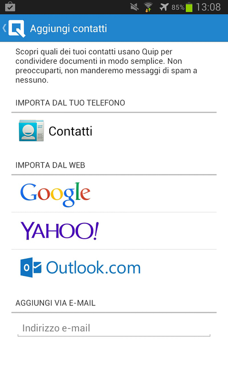 Quip: aggiornamento sul Play Store (Smartphone/Tablet)